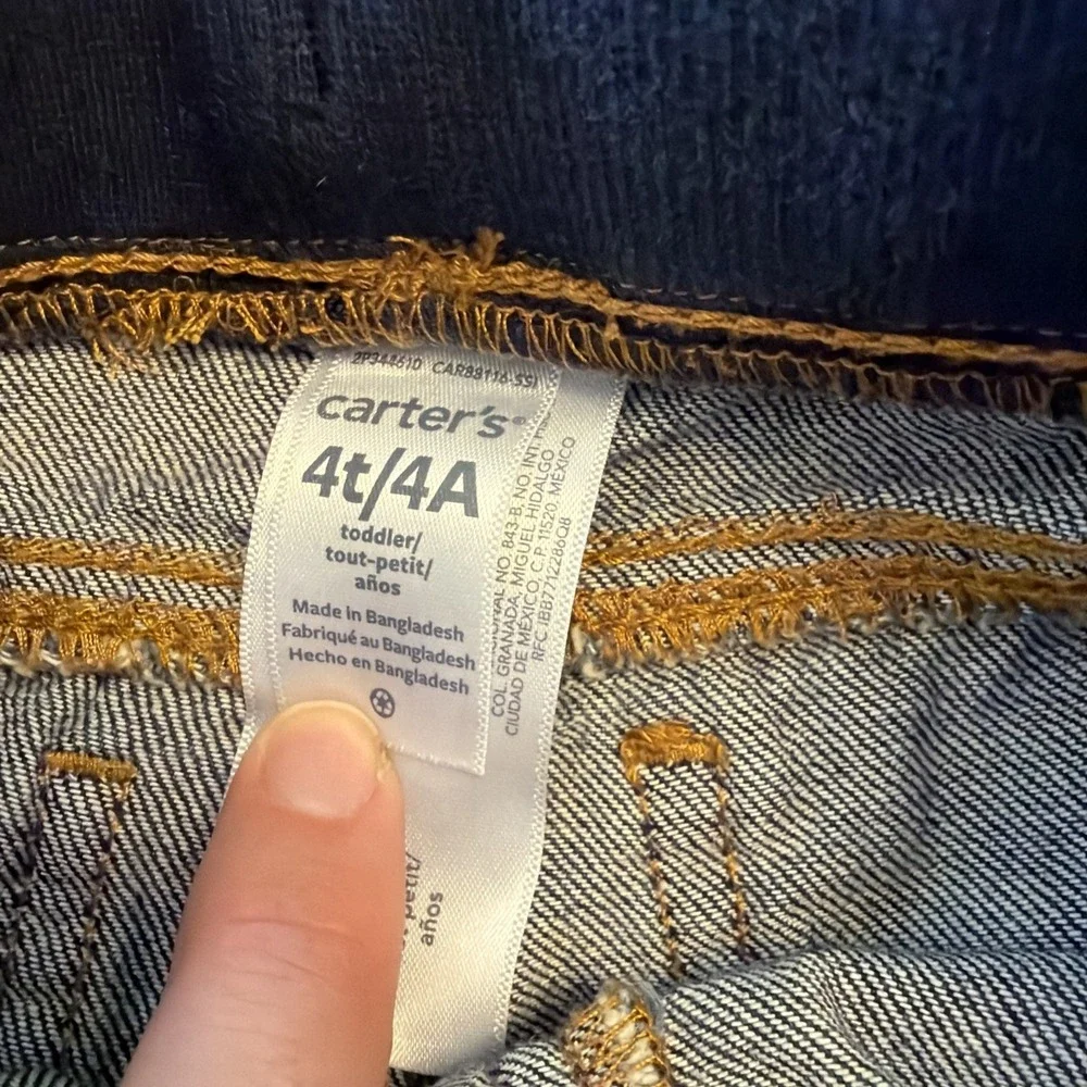 Carter's Toddler Jeans Size 4T Dark Blue Denim Elastic Waistband Drawstring NWOT